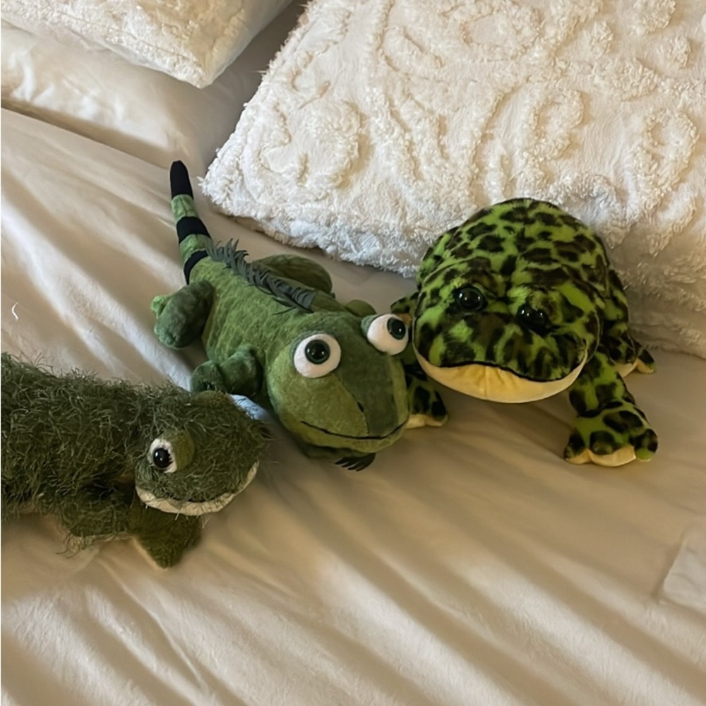 Webkinz Stuffed Animal Lot of 3 Green Gecko Iguana Bullfrog